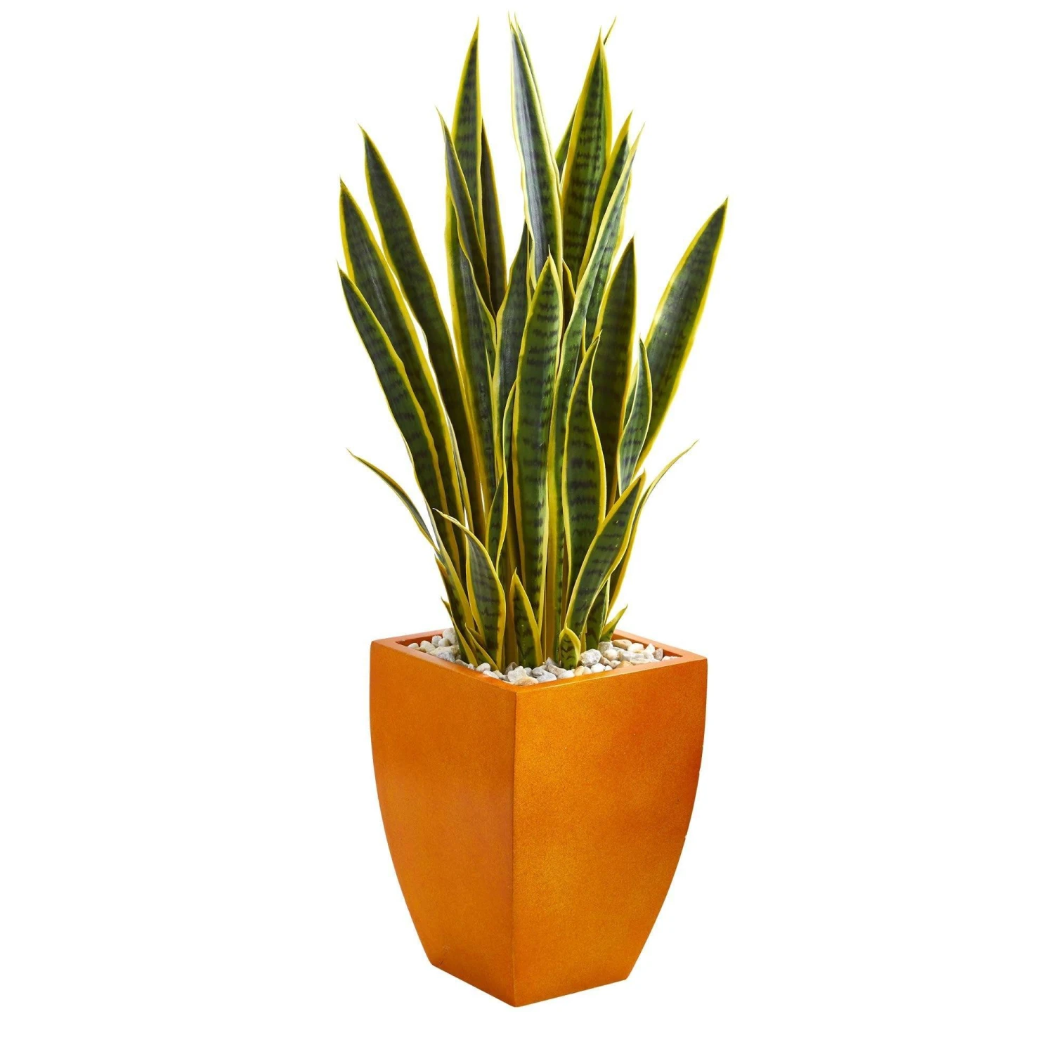 4’ Sansevieria Artificial Plant In Orange Planter 1 4’ Sansevieria Artificial Plant In Orange Planter