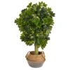 4’ Schefflera Artificial Tree In Boho Chic Handmade Cotton & Jute Gray Woven Planter (Real Touch)