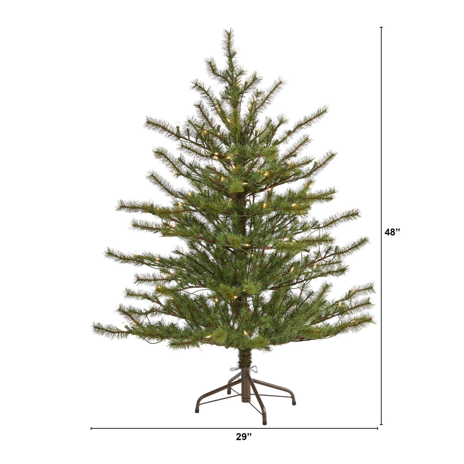 4’ Vancouver Mountain Pine Artificial Christmas Tree With 100 Clear Lights And 374 Bendable Branches 2 4’ Vancouver Mountain Pine Artificial Christmas Tree With 100 Clear Lights And 374 Bendable Branches - Image 2