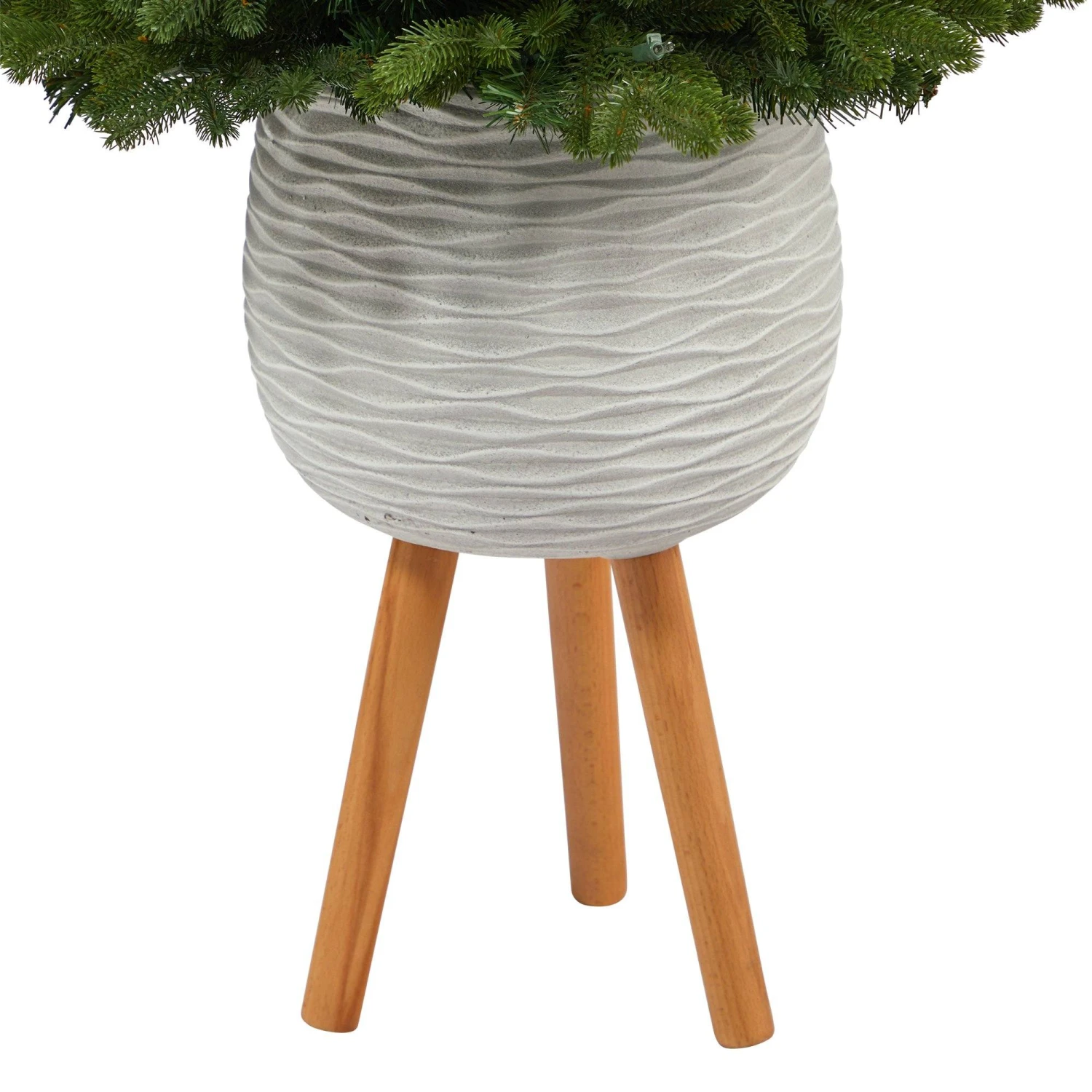4’ Washington Fir Artificial Christmas Tree With 50 Clear Lights In White Planter With Decorative Planter Stand 6 4’ Washington Fir Artificial Christmas Tree With 50 Clear Lights In White Planter With Decorative Planter Stand - Image 6
