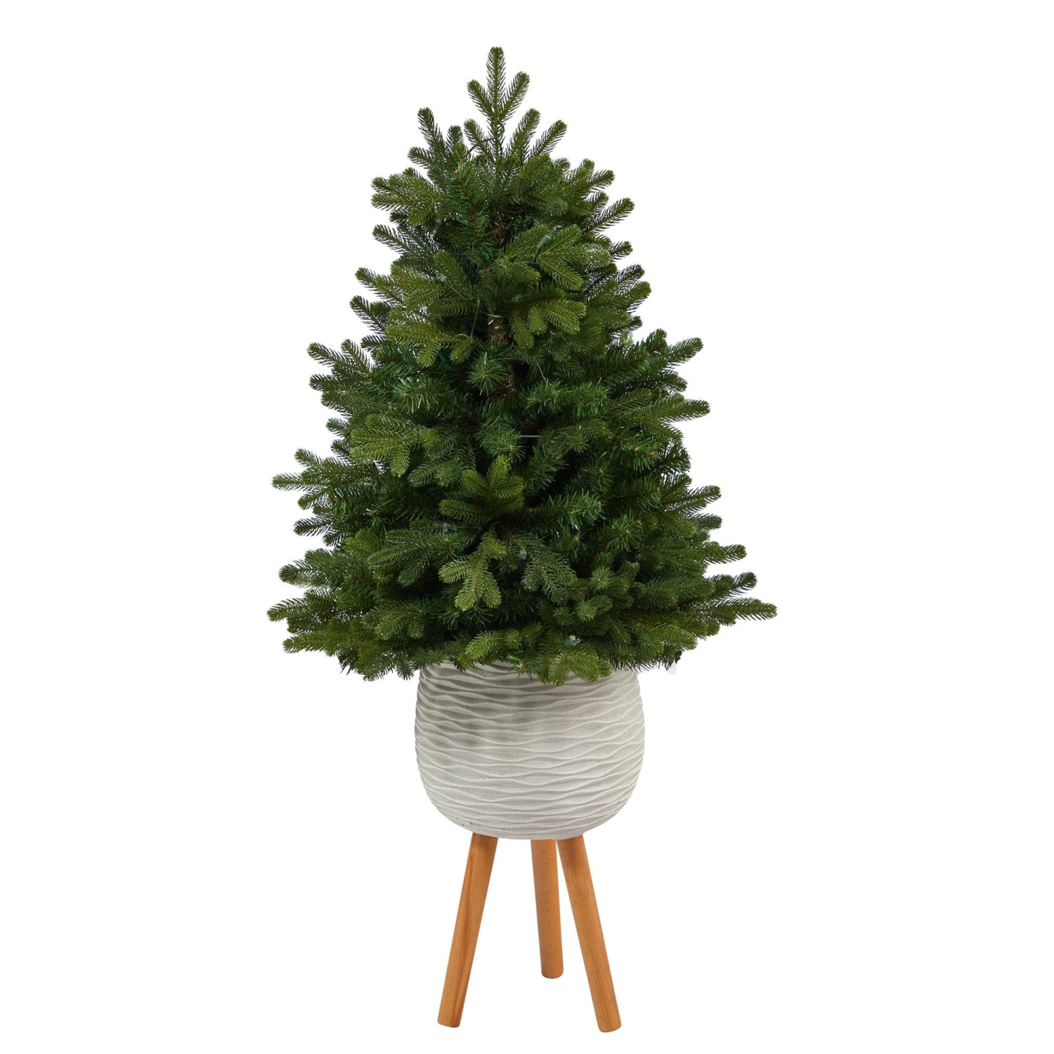 4’ Washington Fir Artificial Christmas Tree With 50 Clear Lights In White Planter With Decorative Planter Stand 3 4’ Washington Fir Artificial Christmas Tree With 50 Clear Lights In White Planter With Decorative Planter Stand - Image 3