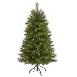 4’ West Virginia Mountain Pine Artificial Christmas Tree With 100 Clear Lights And 322 Bendable Branches