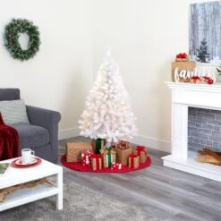 4' White Artificial Christmas Tree With 100 Clear LED Lights -Artificial Trees Store artificial 4 white artificial christmas tree with 100 clear led lights nearly natural 439580