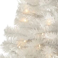 4' White Artificial Christmas Tree With 100 Clear LED Lights -Artificial Trees Store artificial 4 white artificial christmas tree with 100 clear led lights nearly natural 769778