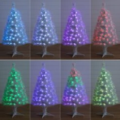 4' White Pre-Lit Fiber Optic Artificial Christmas Tree With 120 Colorful LED And Remote Control Show 18 4' White Pre-Lit Fiber Optic Artificial Christmas Tree With 120 Colorful LED And Remote Control Show -Artificial Trees Store artificial 4 white pre lit fiber optic artificial christmas tree with 120 colorful led and remote control show nearly natural 294302