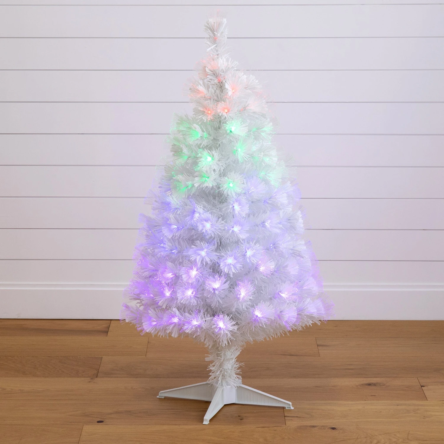4' White Pre-Lit Fiber Optic Artificial Christmas Tree With 120 Colorful LED And Remote Control Show 2 4' White Pre-Lit Fiber Optic Artificial Christmas Tree With 120 Colorful LED And Remote Control Show - Image 2