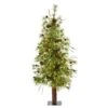 4' Wyoming Alpine Artificial Christmas Tree With 50 Clear (multifunction) LED Lights And Pine Cones On Natural Trunk