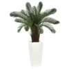 40” Cycas Artificial Tree In White Tower Planter(Indoor/Outdoor)