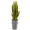 40” Sansevieria Artificial Plant In Metal Planter