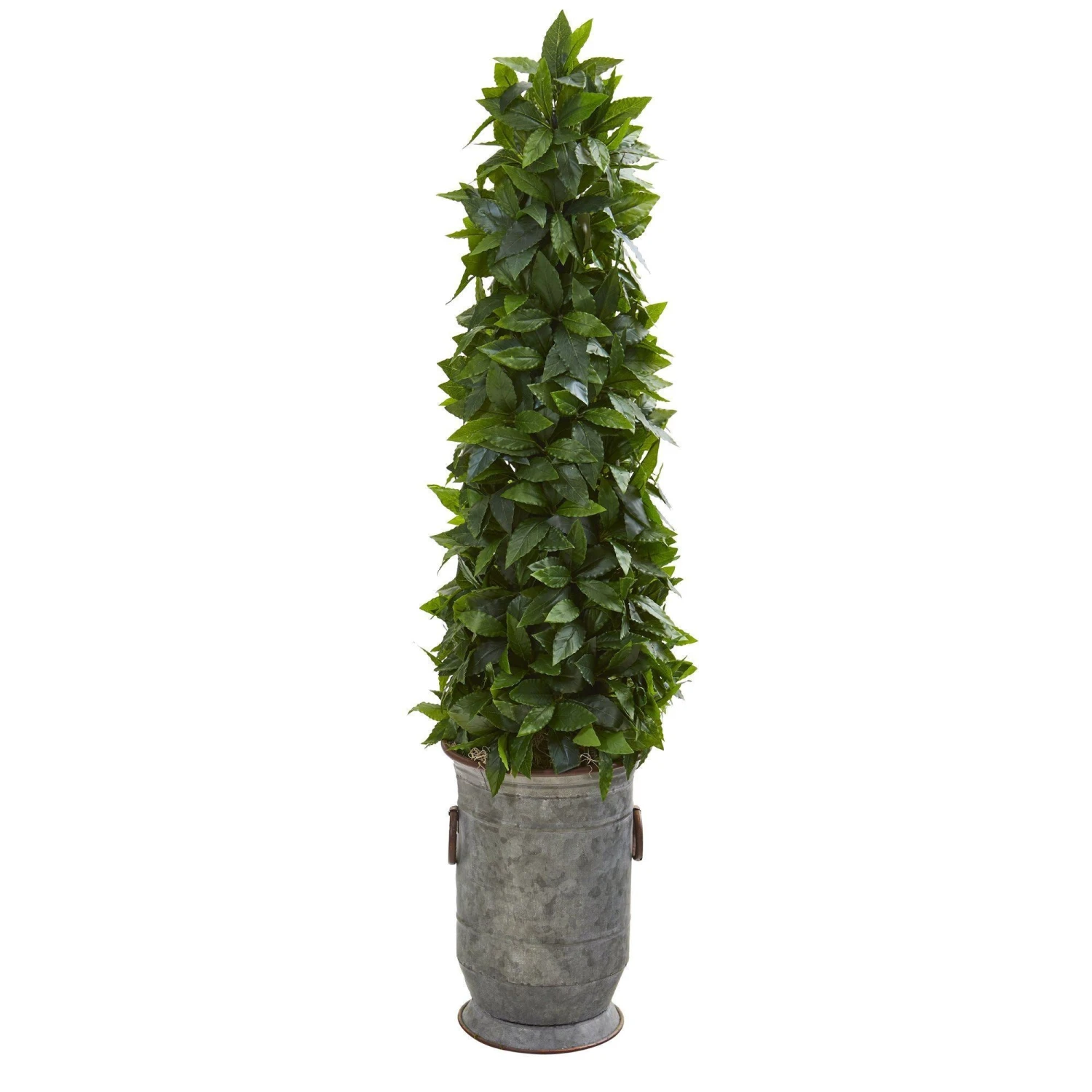 40” Sweet Bay Cone Topiary Artificial Treein Vintage Metal Planter 1 40” Sweet Bay Cone Topiary Artificial Treein Vintage Metal Planter