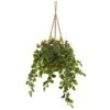 40” Variegated Holly With Berries Artificial Plant In Hanging Basket (Real Touch)