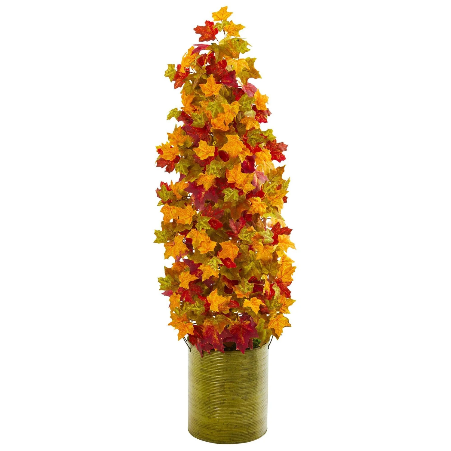 41” Autumn Maple Artificial Tree In Green Metal Planter 1 41” Autumn Maple Artificial Tree In Green Metal Planter