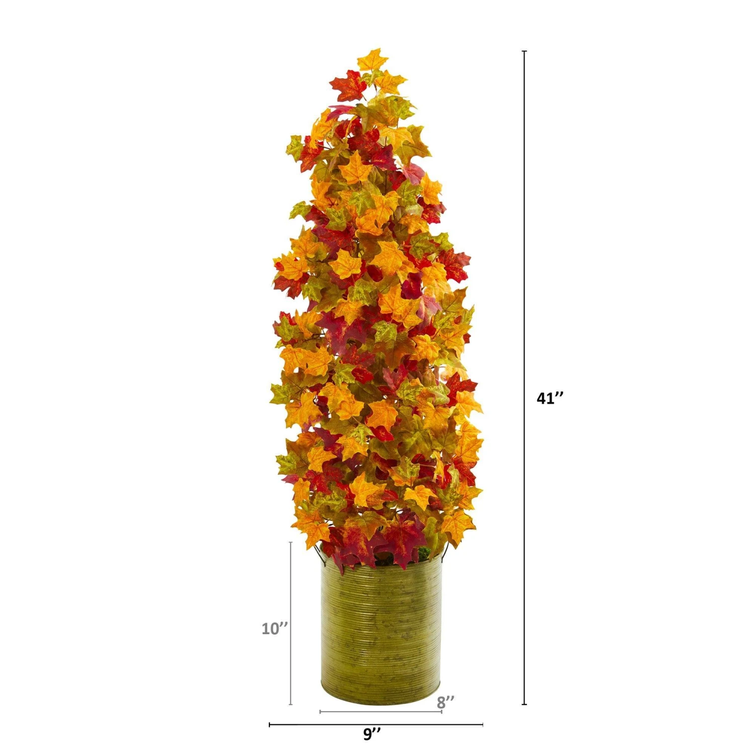 41” Autumn Maple Artificial Tree In Green Metal Planter 2 41” Autumn Maple Artificial Tree In Green Metal Planter - Image 2