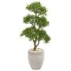 43” Bonsai Styled Podocarpus Artificial Tree In Sandstone Planter