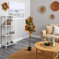 4.5’ Autumn Fiddle Leaf Artificial Fall Tree -Artificial Trees Store artificial 45 autumn fiddle leaf artificial fall tree nearly natural 519807