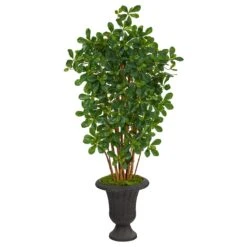 4.5’ Black Olive Artificial Tree In Charcoal Urn