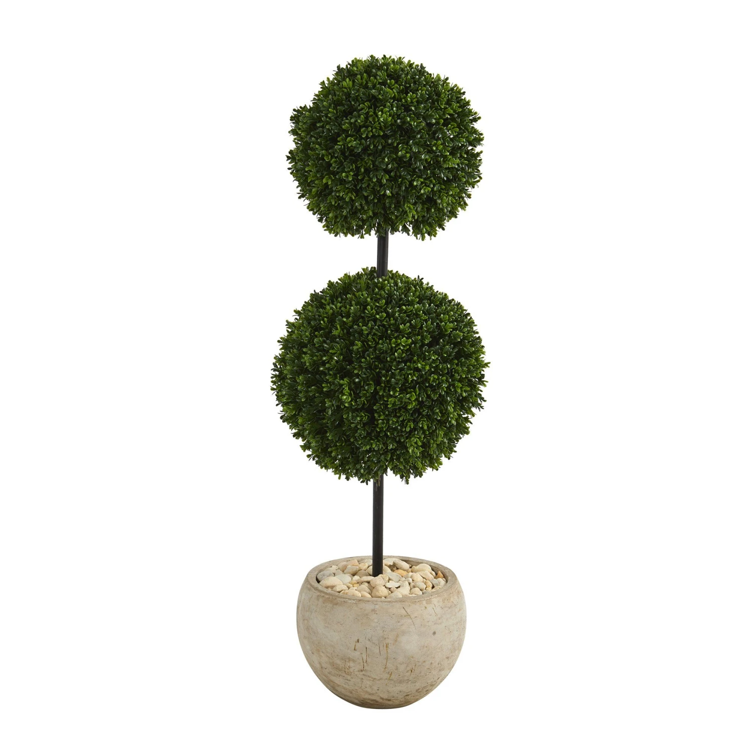 45” Boxwood Double Ball Artificial Topiary Tree In Sand Colored Planter (Indoor/Outdoor) 1 45” Boxwood Double Ball Artificial Topiary Tree In Sand Colored Planter (Indoor/Outdoor)