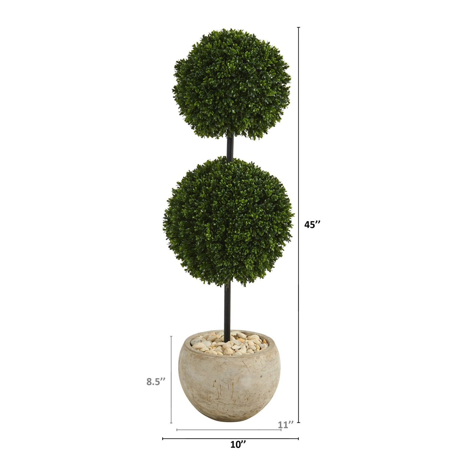 45” Boxwood Double Ball Artificial Topiary Tree In Sand Colored Planter (Indoor/Outdoor) 2 45” Boxwood Double Ball Artificial Topiary Tree In Sand Colored Planter (Indoor/Outdoor) - Image 2