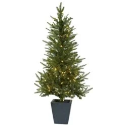 4.5' Christmas Tree W/Clear Lights & Decorative Planter