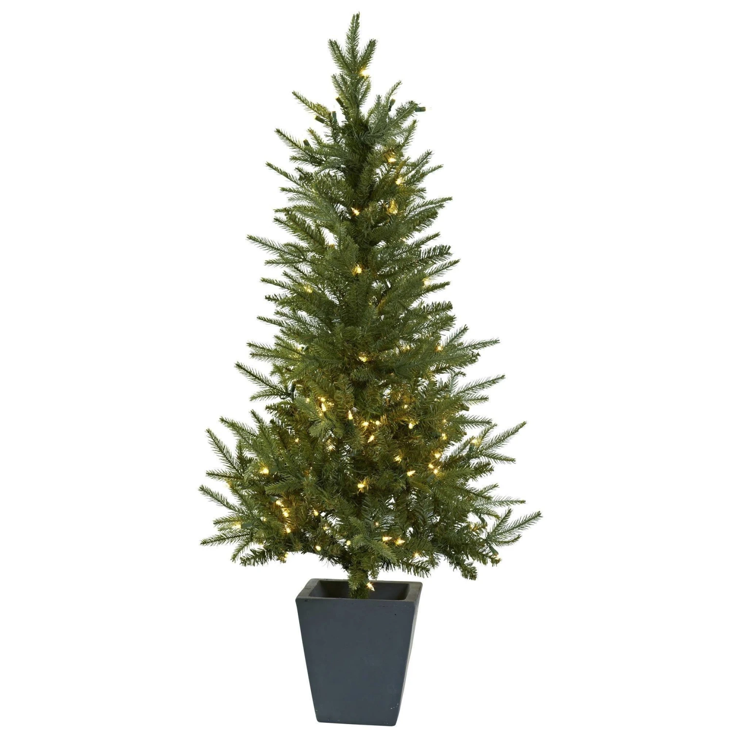 4.5' Christmas Tree W/Clear Lights & Decorative Planter 1 4.5' Christmas Tree W/Clear Lights & Decorative Planter