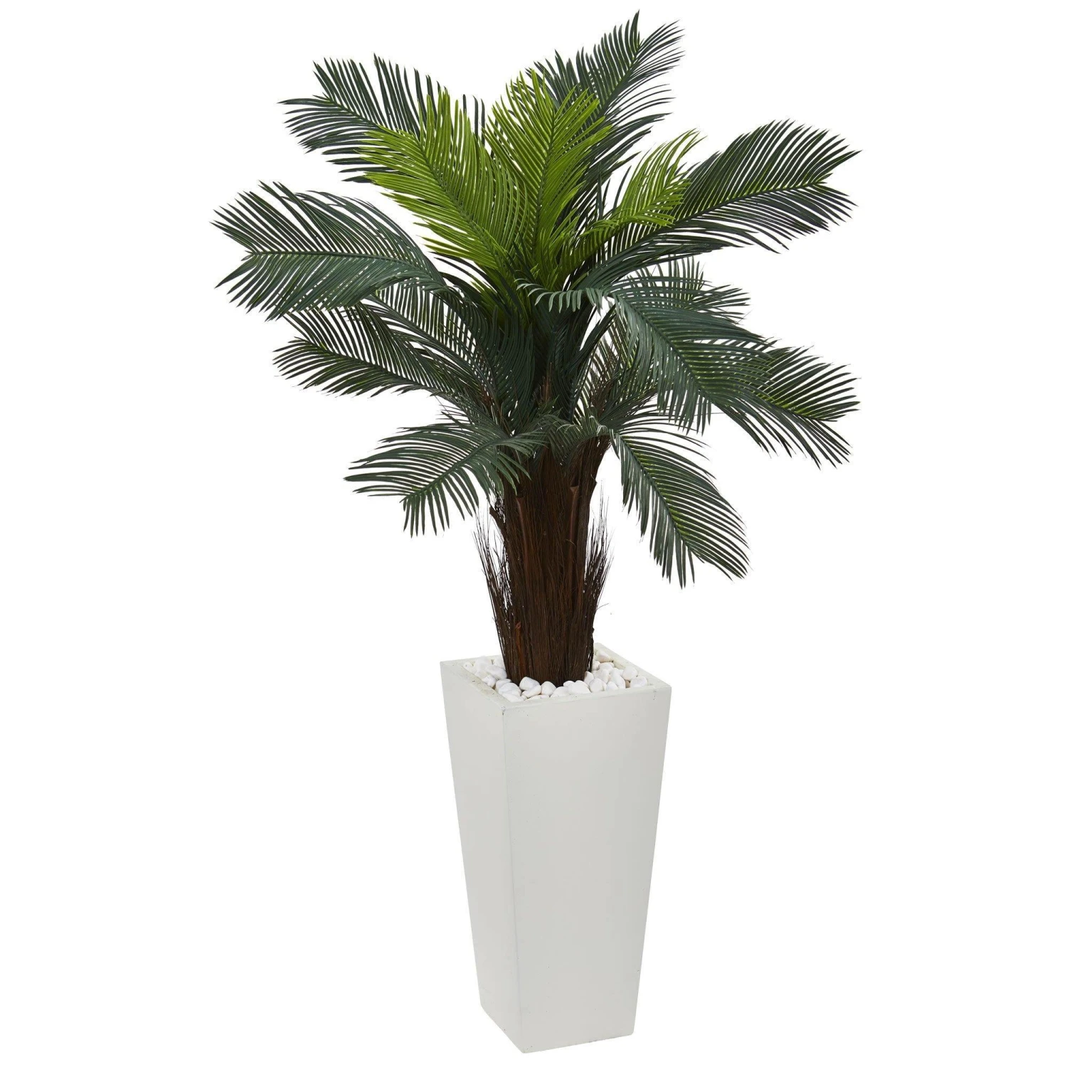 4.5’ Cycas Artificial Plant In White Tower Planter Indoor/Outdoor 1 4.5’ Cycas Artificial Plant In White Tower Planter Indoor/Outdoor
