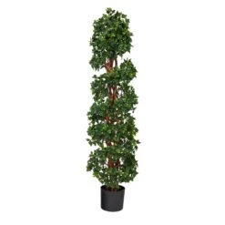 4.5’ English Ivy Spiral Topiary Artificial Tree With Natural Trunk UV Resistant (Indoor/Outdoor)