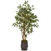 4.5’ Ficus Artificial Tree In Ribbed Metal Planter