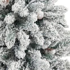 4.5’ Flocked Livingston Fir Artificial Christmas Tree With Pine Cones And 150 Clear Warm LED Lights In Tall White Planter 22 4.5’ Flocked Livingston Fir Artificial Christmas Tree With Pine Cones And 150 Clear Warm LED Lights In Tall White Planter -Artificial Trees Store artificial 45 flocked livingston fir artificial christmas tree with pine cones and 150 clear warm led lights in tall white planter nearly natural 538166