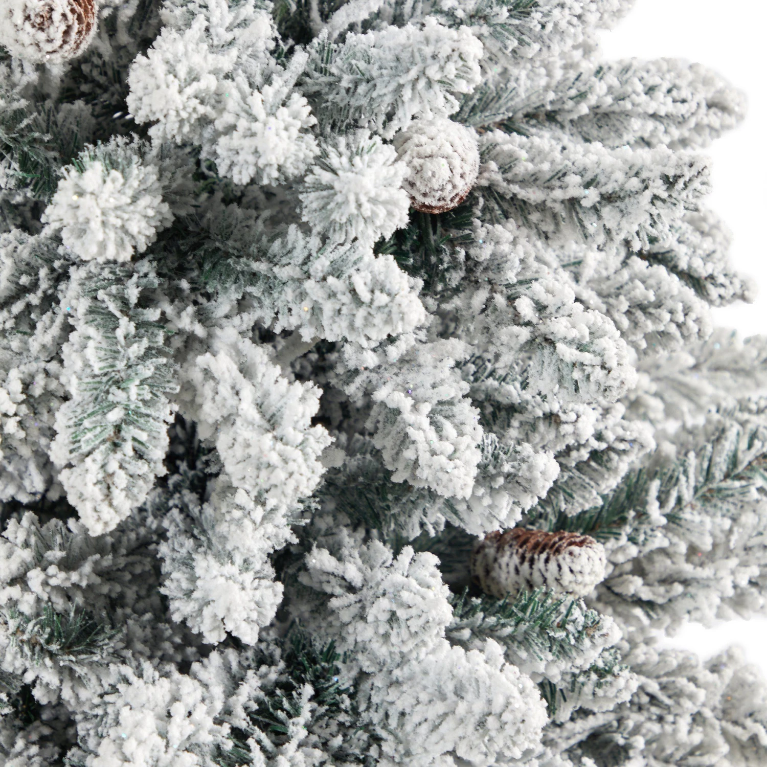 4.5’ Flocked Livingston Fir Artificial Christmas Tree With Pine Cones And 150 Clear Warm LED Lights In Tall White Planter 11 4.5’ Flocked Livingston Fir Artificial Christmas Tree With Pine Cones And 150 Clear Warm LED Lights In Tall White Planter - Image 11