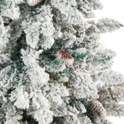 4.5’ Flocked Livingston Fir Artificial Christmas Tree With Pine Cones And 150 Clear Warm LED Lights In Tall White Planter 16 4.5’ Flocked Livingston Fir Artificial Christmas Tree With Pine Cones And 150 Clear Warm LED Lights In Tall White Planter -Artificial Trees Store artificial 45 flocked livingston fir artificial christmas tree with pine cones and 150 clear warm led lights in tall white planter nearly natural 731100