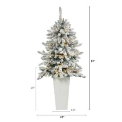 4.5’ Flocked Livingston Fir Artificial Christmas Tree With Pine Cones And 150 Clear Warm LED Lights In Tall White Planter 19 4.5’ Flocked Livingston Fir Artificial Christmas Tree With Pine Cones And 150 Clear Warm LED Lights In Tall White Planter -Artificial Trees Store artificial 45 flocked livingston fir artificial christmas tree with pine cones and 150 clear warm led lights in tall white planter nearly natural 940461