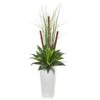 4.5’ Giant Agave Succulent Artificial Plant In White Planter