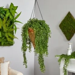 45” Gleditsia Artificial Plant In Hanging Cone Basket UV Resistant (Indoor/Outdoor) -Artificial Trees Store artificial 45 gleditsia artificial plant in hanging cone basket uv resistant indooroutdoor nearly natural 528879