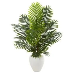 4.5’ Paradise Palm Artificial Tree In White Planter