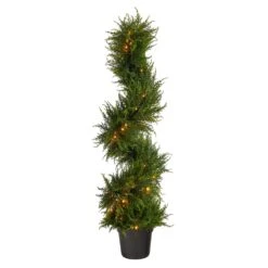 45” Spiral Cypress Artificial Tree With 80 Clear LED Lights UV Resistant (Indoor/Outdoor)