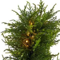 45” Spiral Cypress Artificial Tree With 80 Clear LED Lights UV Resistant (Indoor/Outdoor) -Artificial Trees Store artificial 45 spiral cypress artificial tree with 80 clear led lights uv resistant indooroutdoor nearly natural 502381