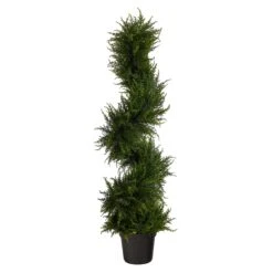 45” Spiral Cypress Artificial Tree With 80 Clear LED Lights UV Resistant (Indoor/Outdoor) -Artificial Trees Store artificial 45 spiral cypress artificial tree with 80 clear led lights uv resistant indooroutdoor nearly natural 895666