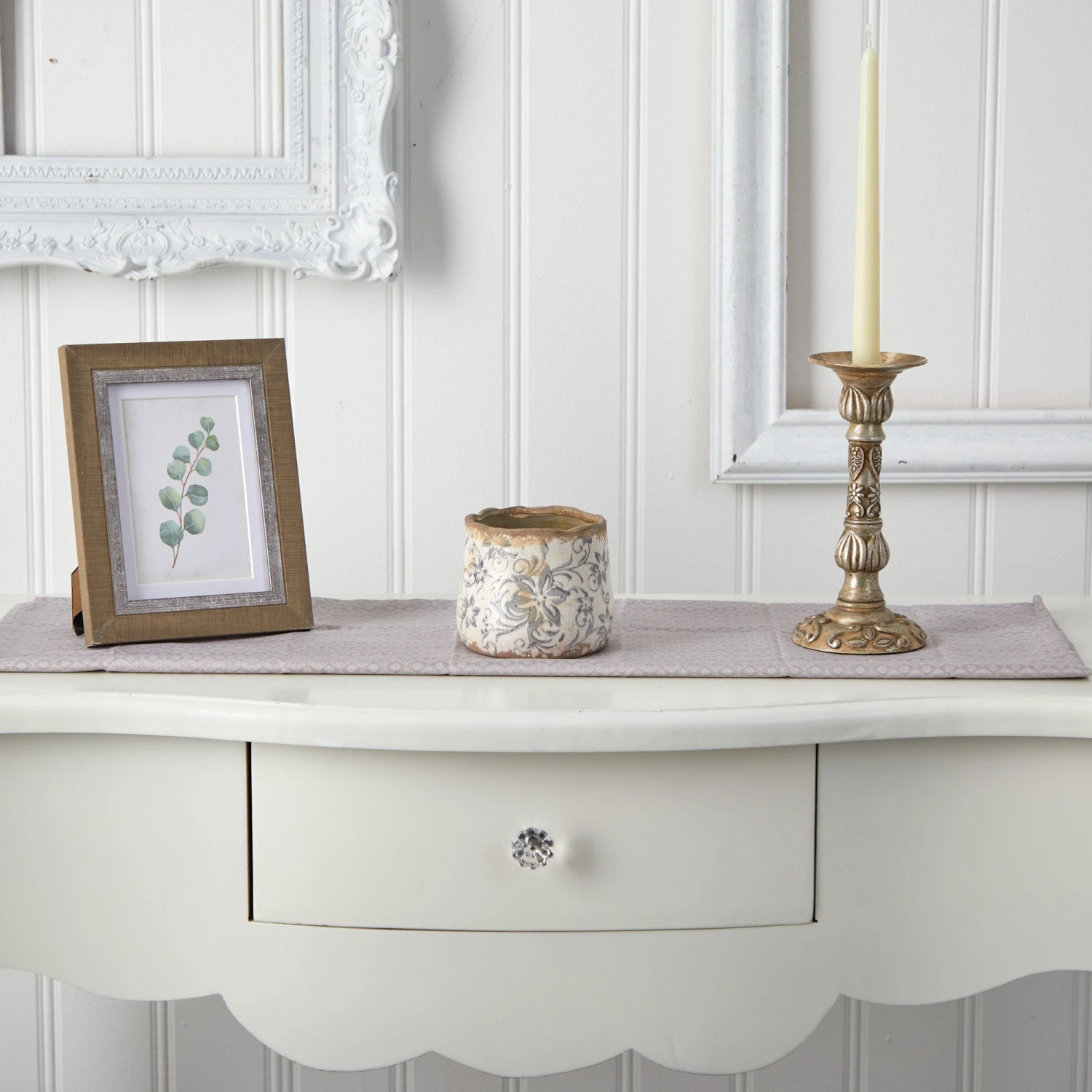 4.5” Tuscan Ceramic Gray Scroll Planter 3 4.5” Tuscan Ceramic Gray Scroll Planter - Image 3