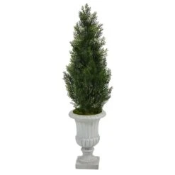 46” Mini Cedar Artificial Pine Tree In Decorative Urn UV Resistant (Indoor/Outdoor)