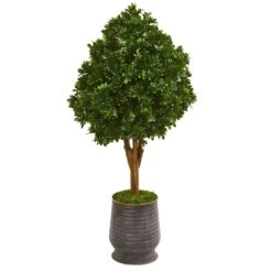 49” Tea Leaf Artificial Tree In Metal Planter (Indoor/Outdoor)