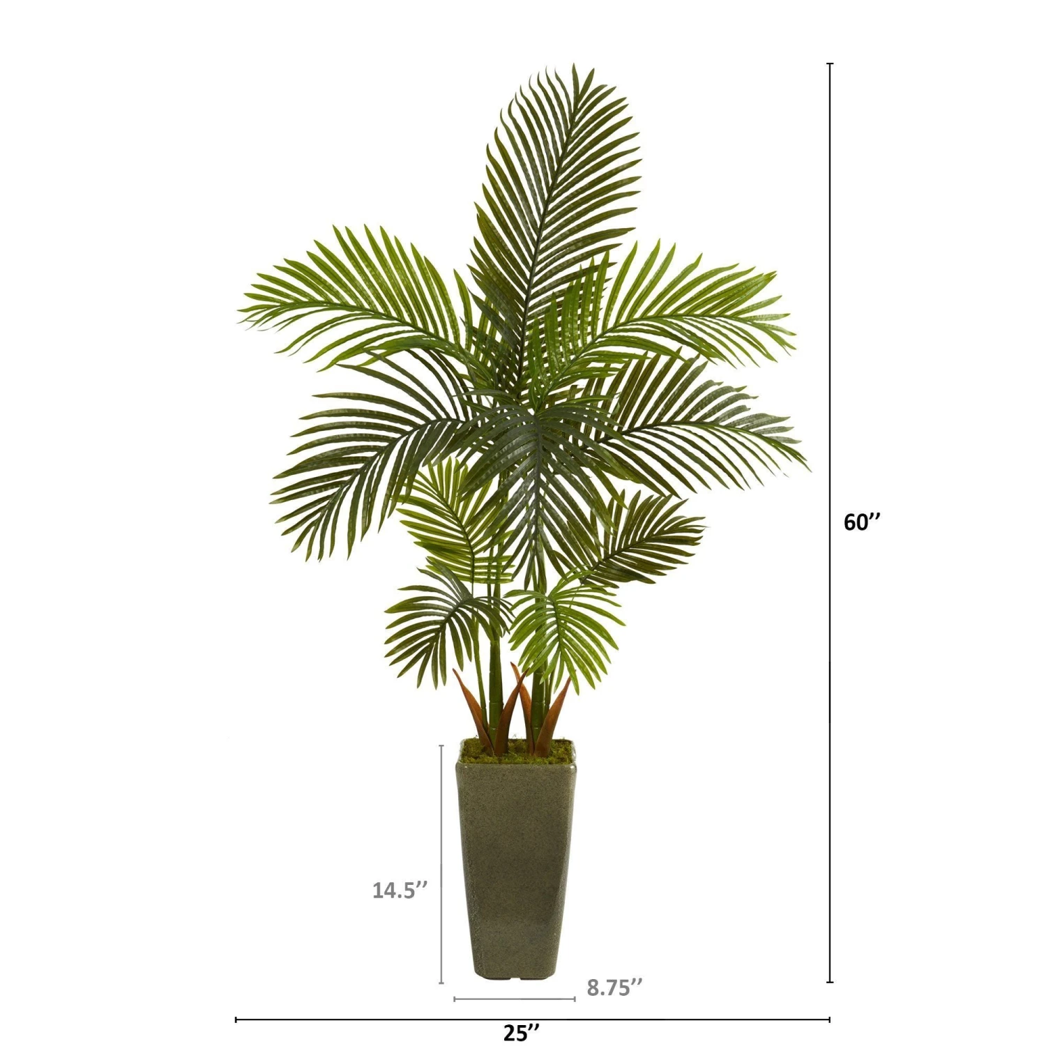 5’ Areca Palm Artificial Tree In Green Planter 2 5’ Areca Palm Artificial Tree In Green Planter - Image 2