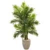 5’ Areca Palm Artificial Tree In Sand Colored Planter (Real Touch)