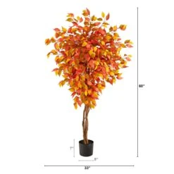 5’ Autumn Ficus Artificial Fall Tree -Artificial Trees Store artificial 5 autumn ficus artificial fall tree nearly natural 342998
