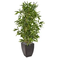 5’ Bamboo Artificial Tree In Black Planter (Real Touch) (Indoor/Outdoor)