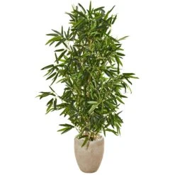 5’ Bamboo Artificial Tree In Sand Colored Planter (Real Touch)(Indoor/Outdoor)