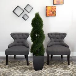 5’ Double Cypress Spiral Topiary Artificial Tree In Black Planter (Indoor/Outdoor) 5 5’ Double Cypress Spiral Topiary Artificial Tree In Black Planter (Indoor/Outdoor) -Artificial Trees Store artificial 5 double cypress spiral topiary artificial tree in black planter uv resistant indooroutdoor nearly natural 592288