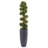 5’ English Ivy Spiral Topiary Tree In Gray Cylinder Planter UV Resistant (Indoor/Outdoor)