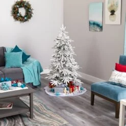 5' Flocked Grand Northern Rocky Fir Artificial Christmas Tree 15 5' Flocked Grand Northern Rocky Fir Artificial Christmas Tree -Artificial Trees Store artificial 5 flocked grand northern rocky fir artificial christmas tree with 650 warm micro multifunction with remote control led lights instant connect technology and 38 348363