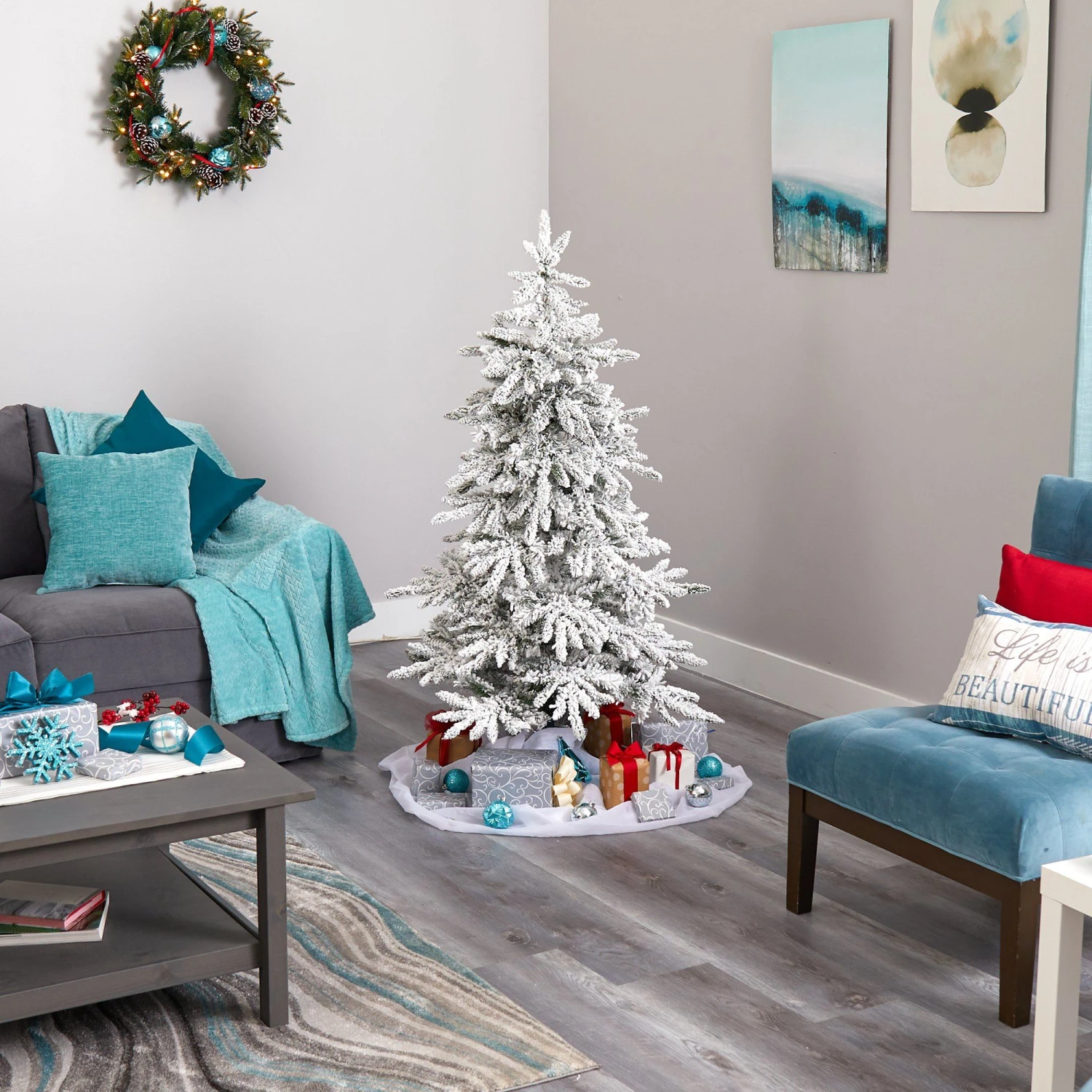 5' Flocked Grand Northern Rocky Fir Artificial Christmas Tree 7 5' Flocked Grand Northern Rocky Fir Artificial Christmas Tree - Image 7