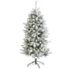 5’ Flocked Livingston Fir Artificial Christmas Tree With Pine Cones And 200 Clear Warm LED Lights